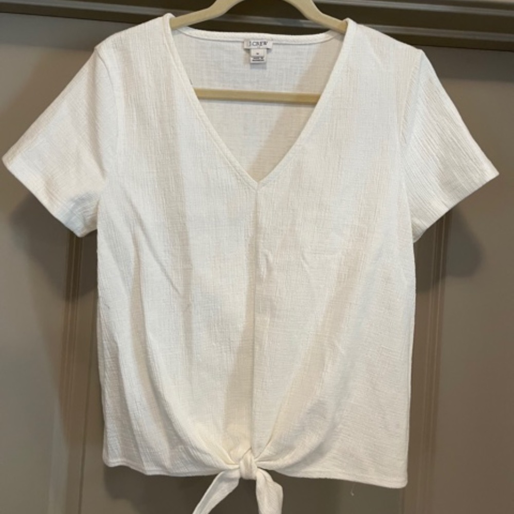 Jcrew Textured V Neck Tie Tee